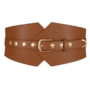 Wide Vegan Leather with Gold Accents